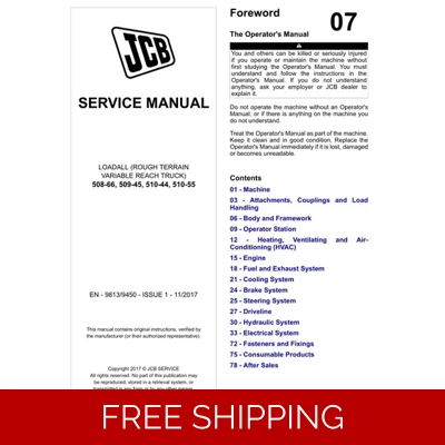 JCB 508-66, 509-45, 510-44, 510-55 SERVICE REPAIR MANUAL